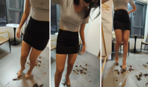 丰满苗条女生踩龙虾，碎了一地 -97LZTD-8344811