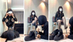 【女生也能很暴力】连环抽耳光-长靴黑丝脚踩-97LZTD-8345057