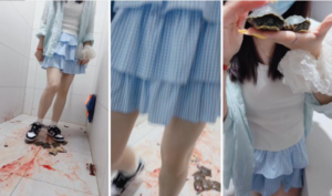 乌龟在女生脚下喷血-97LZTD-8345075