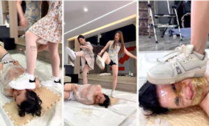 【麋鹿银儿】保鲜膜缠丝爆踹头白袜深喉怼全体重踩强制吃-97LZTD-8345415717171