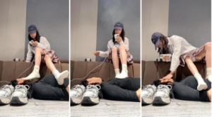 【薄荷缺条狗】白袜脚踩母狗-97LZTD-8345415717230