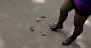 贵妇穿着皮草黑丝高跟野外踩烂可怜的龙虾