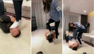 vivi暴力踢脸踢裆发泄