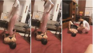 沫沫五花大绑踩踏贱狗