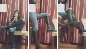 【苏墨墨】滚进来跪舔主子牛仔裤皮靴