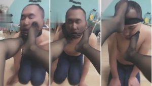 【雅爷S】带狗纹身黑丝脚耳光