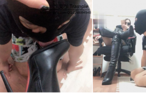 【冷颜女王】吃饭回来，赏赐贱狗舔脏鞋底