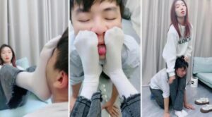 【术术】腿绞窒息踩踏原味白袜辱踢踹裸足踩狗脸-97LZTD-95518