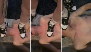 小姐姐黑白dunk白袜全体重踩地毯，满身鞋印-97LZTD-450807