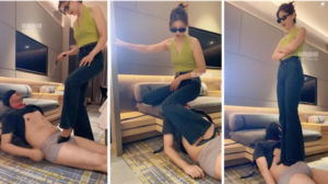 【直播调教视频】【凯瑟琳】牛仔裤高跟鞋下的骚狗【双视角版】-97LZTD-146796