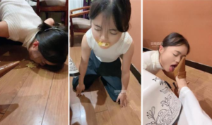 【南烟】餐厅桌底踩踏喂食母狗-97LZTD-35355